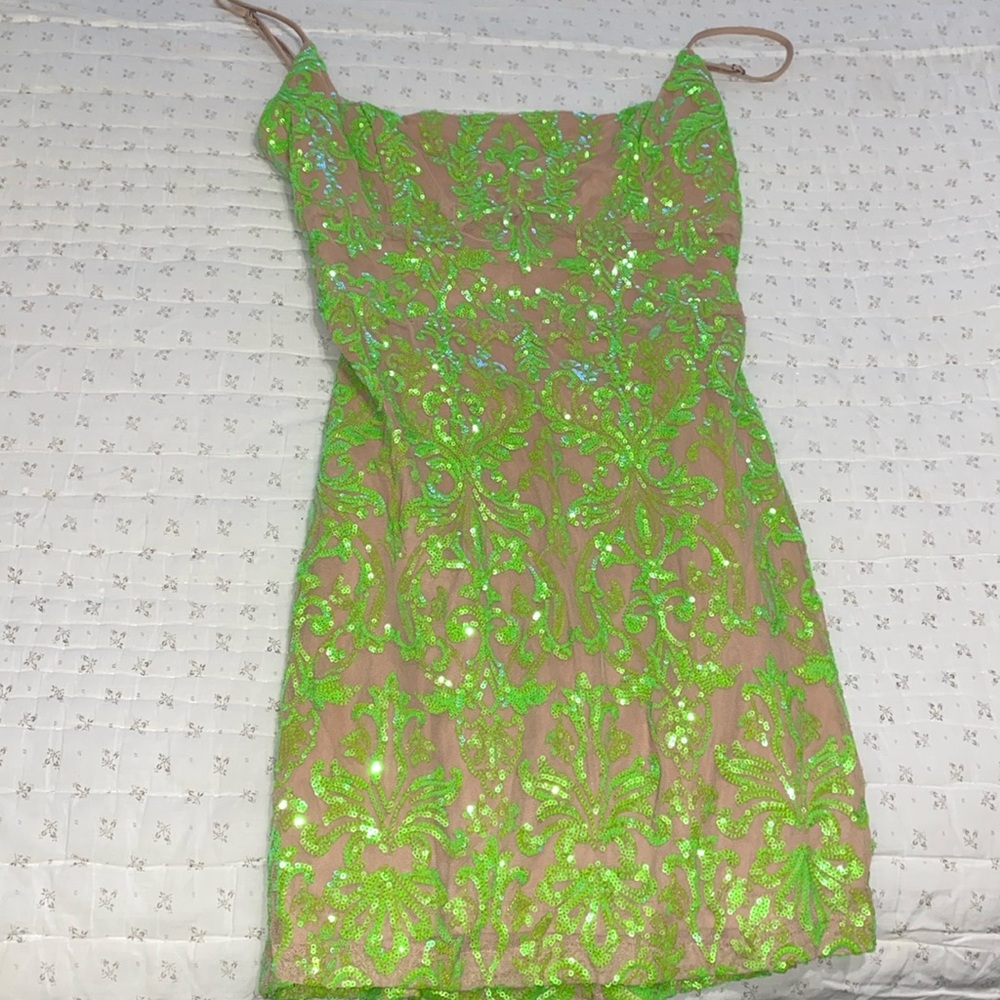 Nude/ glitter green mini dress from Windsor